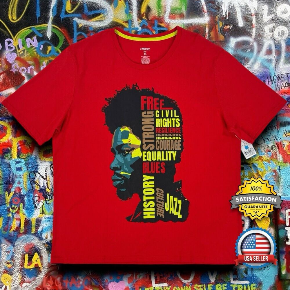 Black History MENS XL Graphic T-Shirt Juneteenth Red Civil Rights Equality Jazz